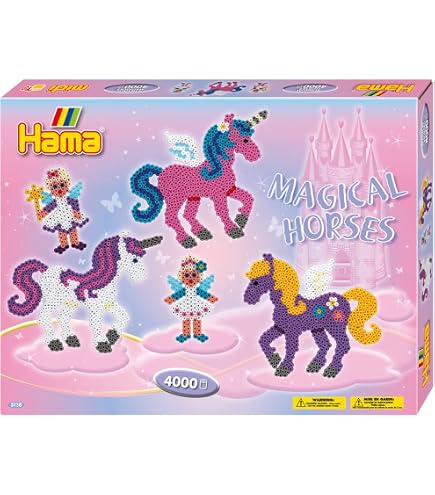 Lot De 3 Plaques à Repasser Hama – Dauphin, Hippocampe, Licorne + 100 Perles Midi – Perles à Repasser 5mm