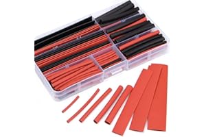 Yakamoz 150pcs 2:1 Polyolefin H-Type Heat Shrink Tubing Tube 8 Sizes Sleeving Wire Cable Kit with Case – Black/Red