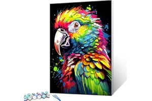 Tucocoo Parrot Portrait Paint by Numbers Kits 16x20inch Canvas DIY Digital Oil Painting for Adults with Brushes and Acrylic Pigment - Graffiti Colorful Animal Picture for Home Decor (Without Frame)