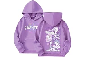 GENERIC Sweats à Capuche 𝙆𝙥𝙤𝙥 Demon Merch pour Fille Imprimés K-Pop Demon Huntrix Huntr/X Rumi Mira Zoey Pull à Manches Longues 𝙆𝙥𝙤𝙥 Witch Hauts Décontractés Demon Hoodie