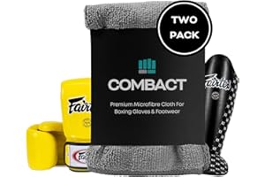COMBACT Premium Microfibre Cloth to Clean, Dry and Deodorise Boxing Gloves and Shinguards, Removes Sweat and Helps Reduce Odour and Bacteria, Pack of 2