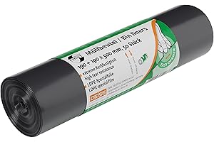 DEISS FIRST PLUS Bolsas de basura de polietileno de baja densidad (PEBD, 15 l, 50 unidades), color gris