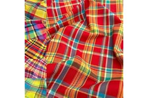 TISSUS ET NAPPES WESTEEL Tissu Madras Antillais Guadeloupe - par 50cm - 11 Coloris 150g/m² Oeko-Tex® Pour Costumes, Ameublement, Robes, Jupes antillaises (rouge jaune bleu)