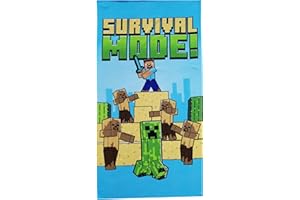Theonoi Dziecięcy ręcznik kąpielowy Minecraft Survival, 70 x 140 cm, poliester, szybkoschnący