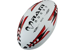 Ram Rugby Mini Rugby Ball - Air Filled (Blue) or Softee (Red) - Size 1 (15cm) Fun Rugby Ball – Great Gift for Birthday or Christmas – Perfect for Kids & Minis Rugby – Corporate Gift or Stocking Filler
