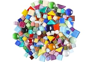 BTMIEY 500g Carreaux de mosaïque en cristal irréguliers,Petites particules de couleur -Carreaux de verre en cristal-Loisirs créatifs pour enfants-Pour matériaux décoratifs faits à la main - Série Mix Color