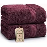 HomeBurg Set of 2 Bath Towels, Large Cotton Towels, Soft, Absorbent, Durable &amp; Skin-friendly, Machine Washable, 65 x 137 cm,