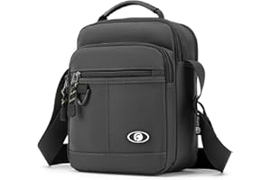 BAGZY Borsello Uomo Nylon Impermeabile per Ipad 9,7 Pollici Borsa Marsupio Uomo Quotidiana con Tracolla Regolabile per Ufficio/Università/Viaggio (Grigio)