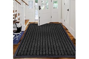 B&B Rubber Door Mats Outdoor Heavy Duty Waterproof Pvc Backing Non Slip Muddy Paws Dirt Grabber Barrier Washable Door Mat For Front Entrance Welcome Matt (60 x 180 cm - Large Runner, Black)