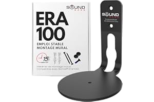 Sound bass Support Mural ERA100, Profil Bas, Noir, unité individuelle, Compatible avec Le Haut-Parleur Sonos Era 100, Complet avec Tout Le matériel de Fixation