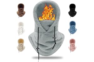 crazy bean Cagoule Hiver Polaire Thermique Bonnet Doublé en Molleton Ski Foulard à Capuche Coupe-Vent et Chaude Outdoor