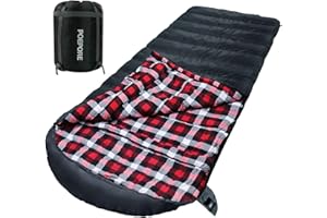 POEPORE XXL Sac de Couchage en Flanelle de Coton pour Adultes 3-4 Saisons Sac de Couchage de Camping et Randonnée Hiver avec Sac de Compression de Voyage Interieur Extérieur 230 * 100CM