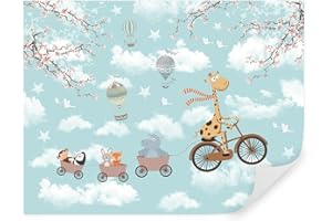 TAPEKO Papier Peint Chambre Enfant 260x180 cm 3D Effet Animaux Amusants sur un Vélo Papier Peint pour Garçon Fille Papier Peint intissé plus u41137
