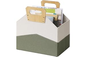 Neateam Revistero Suelo, Perchero Moderno, Coleccionador de Revistas, Soporte para Revistas con asa de Bambú, Cesta de Periódicos Plegable Almacenaje para Revistas, Libros en Casa, Oficina, Salón