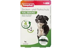 BEAPHAR - Zecken- und Flohschutz Halsband für Hunde ab 12 Wochen - Repellent - 4 Monate Schutz vor Zecken, Flöhen und Mücken - Regenfest - Verstellbar - Bandlänge 65 cm - Dunkelgrün