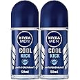 NIVEA MEN Deodorant Roll-on for Men, 48h Protection, Cool Kick Fresh Scent, 2x50ml