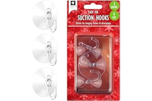 AKH® Large Suction Hooks | Pack of 3 | 60 mm (2.4") Rubber Sucker Pads with Plastic Hook | Strong Heavy Duty Hanging Hook for Hanging Decorations Signs Mirror Glass Kitchen Wall Festival Decorations