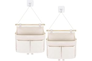 FGEN 2 pcs Sac De Rangement Mural,Organiseur à Suspendre avec 3 Poches, Sac de Rangement Suspendu,Sac Suspendu pour Enfant avec crochet adhésif,Rangement suspendu pour la maison, le bureau,