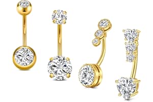 Rajnard Belly Bar 14G 6/8/10/12/14mm Belly Button Bars Surgical Steel CZ Pearl Diamond Belly Piercing Navel Bar Belly Button Ring Piercing Jewelry for Women Men