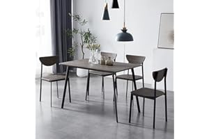 mcc direct Dining Table and Chairs Set Metal Wood Effect Table Dining Set 4 Chairs Blake - Grey