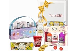 NARAS Pink Gin Gift Set for Women - Gordons Gin, Whitley Neill, Edinburgh Gin, Mixers, Tonic Water, Biscuit, Chocolate - Gin Gifts for Women, Birthday Gifts for Her, Gin Selection Gift Set, Alcohol Hamper