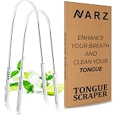 NARZ Dil kazıyıcı 2'li paket profesyonel dil temizleyici yeniden kullanılabilir paslanmaz &ccedil;elik dil kazıyıcılar &ccedil;ift oyma sap