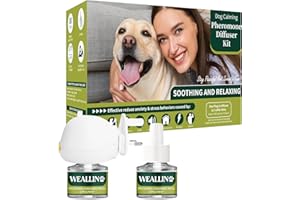 WEALLIN Dog Calming Diffuser Kit 3-in-1 Dog Pheromone Diffuser Set 1 Diffuser + 2 Refill 48ml Vials - 60 Days of Calming and Relaxing