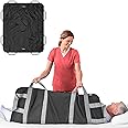 EYRA Slide Sheets for Moving Patients on Bed - 48”x40” Draw Sheets for Hospital Bed for Elderly - Positioning Bed Pad with Handles for Turning, Repositioning and Lifting (Black)