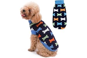 DIIWMME Dog Jumper,Warm Dog Sweater for Small Dogs Winter Knitted Pet Pullover Soft Turtleneck Dog Clothes Vest Pet Apparel for Yorkshire Jack,Chihuahua,Welsh Corgi,Cat (Blue, L)