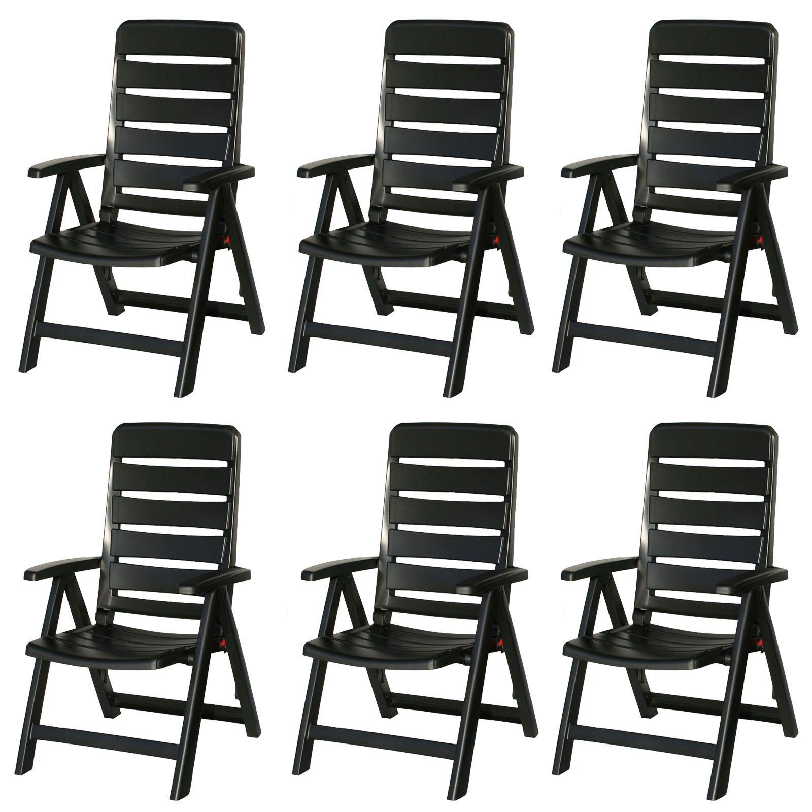 Kettler 6 Nizza Gartenstühle in anthrazit Klappsessel Gartenmöbel Sessel