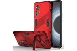 XINYEXIN Etui do Xiaomi 12T / Xiaomi 12T Pro, odporne na wstrząsy etui z podpórką magnetyczną, PC + TPU klasy wojskowej, twarde etui na telefon - czerwone