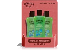 Hawaiian Tropic After Sun Gel Aloe - Gel après-soleil à l'aloe vera pour la peau par le soleil, lotion rafraîchissante hypoallergénique et dermatologiquement éprouvée, pack de 3 unités x 200 ml
