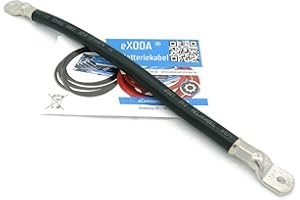 Exoda câble de batterie 70 mm² 30cm cosses M6 et M8 noir flexible avec véritable proportion de cuivre pour applications auto bateau et moto.