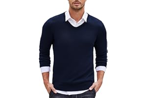 COOFANDY Pull Homme Col en V Coupe Slim Pull Mince Manches Longues Pull Tricoté Pull Basique Automne Tops