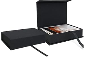 Vienrose Photo Storage Box 4x6, Linen Photo Box 10x15 cm, Memory Box Perfect to Store Your Photos, Pictures, Certificates, Scrapbooking Supplies and Keepsakes Black