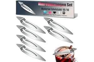 Fox·Bunny Mini Feuerzangenbowle Set, 6 Mini-Zuckerzangen für Feuerzangenbowle, 18/10 Edelstahl, Silber, 3.5 x 14.5 cm