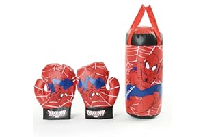 RESTEQ Gants de Boxe et Sac de Frappe Spiderman pour Enfants - Ensemble d'entraînement de Boxe pour débutants
