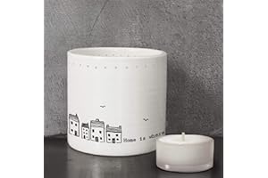 East of India 'Home is where the heart is' Porcelain Tea Light Holder
