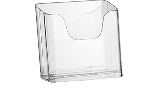 ogoPLUS 5 Stück Prospektständer DIN A6 Hochformat/Prospekthalter Flyer-Ständer Werbung Aufsteller Tisch-Prospektständer/Prospektbox/Werbung, glasklar, leichte Neigung für optimales Blickfeld