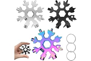 SFSSHUI 3 Stücke Edelstahl Schneeflocken Multifunktionswerkzeug,18 in 1 Schneeflocken Multitool,Tragbares Schneeflocken-Werkzeug Mit Schlüsselanhänger,für Reisen Camping Abenteuer Tag Set.
