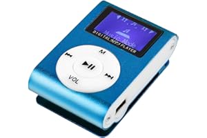 OcioDual Digital MP3 Audio Player LCD Bildschirm Wiedergabe Blau Verlustfreier Unterstützt bis 32GB Micro SD Karte mit Clip