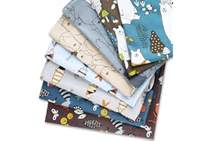 Speedsporting Baumwollstoff Meterware Patchwork Stoffe DIY 8 Stück je 50 x 80 cm Gewebe Quadrate Baumwolltuch Stoffreste Stoffpaket zum Nähen (Tier)