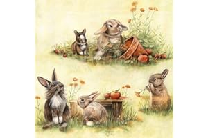SERVIETTEN OSTERN 20 Servietten Niedliche Hasen/Tiere/Tiermotiv/Ostern 33x33cm