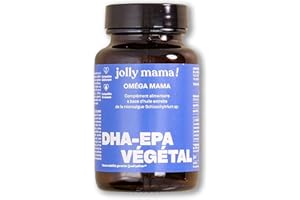 Jolly mama! Oméga Mama | DHA-EPA Végétal | Hautement Assimilable | Favorise le développement cérébral du bébé pendant la grossesse et l’allaitement | Fabriqué en France | 60 Gélules