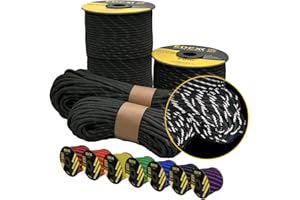 EdcX 4 mm Reflective Paracord 550 (15, 30, 50 m) - Corde de Parachute résistante à la déchirure pour la Survie 100% Nylon, 4 mm de Type III, avec 7 Fils, dans de Nombreuses Couleurs