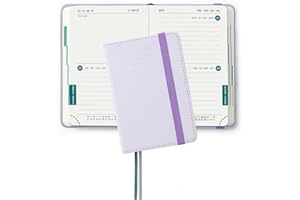 BEZEND Mini Agenda Bi-Giornaliera 2025 Tascabile 2 Giorni per Pagina - Agenda Settimanale 2025 Piccola 1 Settimana su 4 pagine - Copertina Rigida in Pelle PU, A7 12 x 8 cm, Lila