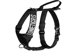 OneTigris No-Pull Uprząż dla psa Goliath z uchwytem, taktyczna, regulowana, uprząż dla psów, szczeniaków, do polowania, wędrówek, treningu, spacerów, aktywności na świeżym powietrzu (czarna, L)