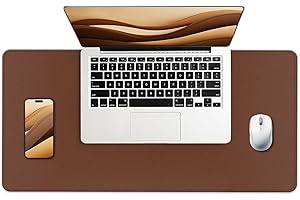 BLESWIN Tapis de Bureau en Suède et Cuir, Tapis de Bureau D'ordinateur Antidérapant, Tapis de Souris et de Clavier Etanche, Sous Main Bureau pour le Bureau et la Décoration Intérieure (Marron, 60x34cm)