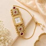 Ascension Premium Designer Kashmiri Watch Rakhi with Kundan & Pearl Detailing Raksha Bandhan Band Bracelet for Bhabhi Sister Girls: 