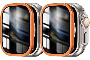 JHTSOLE Prywatność Ochraniacz ekranu Szkło hartowane Pokrowiec na smartwatch do Apple Watch Ultra 2 49mm iwatch Alloy Frame Case Wrażliwy na dotyk Folia ochronna na zarysowania 2 zestawy
